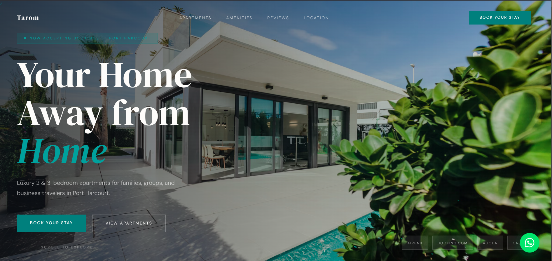 Tarom Luxury Apartments website — Port Harcourt shortlets